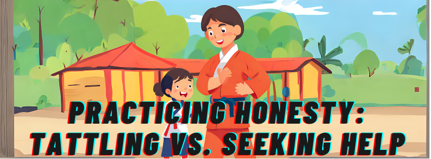 Child telling adult about a situation in an outdoor setting